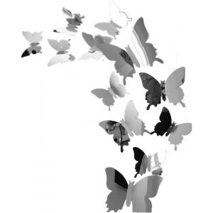 Forme Papillon Miroir Stickers muraux Combinaison 3D Decal pour Home Decor 12 pi&egrave;ces/Set