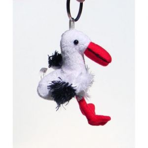 Porte-clef Peluche Cigogne Brodée 10 cm