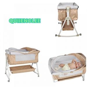 LIT BEBE multifonctionnel-Couffin pliant &agrave; roulettes-blanc cass&eacute;-Produits pour b&eacute;b&eacute;s-berceau