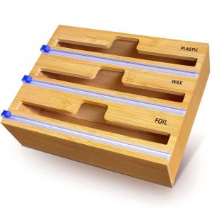 Distributeur Film AlimentaireDistributeur Papier Aluminium en 100% Bambou&ndash;Distributeur DOrganisateur demballage en Papier(3 en