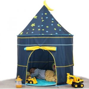 Tente Tipi Enfant &Eacute;toiles Lumineuses - Ch&acirc;teau Princesse Int&eacute;rieur/Ext&eacute;rieur Maison de Jeu Cadeau dAnniversaire (Bleu Lune)