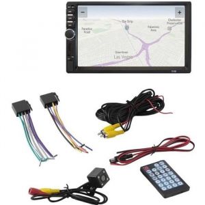 7 pouces Autoradio 7018B HD Écran Tactile Bluetooth DVD 12V 2 din Stéréo Radio Fonction FM AUX USB MP3 MP5 avec 1 caméra