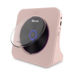 Lecteur CD Bluetooth - Polyvalent Lecteur CD Portable - USB/AUX/FM -  Avec Télécommande - Rechargeable - 189x189x69mm - Rose