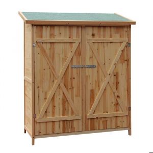 Wiltec Abri de jardin XXL &ndash; 1380 x 655 x 1600 mm &ndash; en bois &ndash; avec Toit en bitume et 2 portes &ndash; Cabane Remise pour rangement outils p