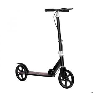 Trottinette pliable pour Adolescent Guidon Réglable 95-105 cm Frein à main et Frein à pied Alu Noir (charge Max 100 kg)