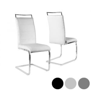 WILLONIN&reg; ENSEMBLE DE 2 CHAISE DE SALLE A MANGER FORME DE CANTILEVER DOSSIER ERGONOMIQUE SIEGE BLANC EN CUIR PU ET CADRE METAL