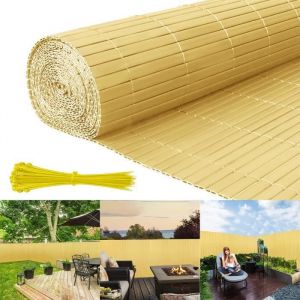 LILIIN Canisse PVC pour jardin balcon terrasse cl&ocirc;ture brise-vent Stores Balcon Brise vue 120x500cm Bambou