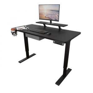 Radlove 140cm Bureau Assis Debout Electrique avec Etagere Bureau Reglable en Hauteur Table Bureau Standing Desk Noir