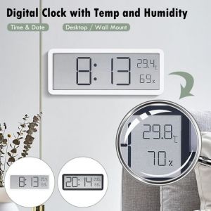 Horloge Murale Numérique - ROLEADER - Modèle Grand LED - Température et Humidité - Design Contemporain
