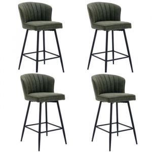 Wahson Tabouret de Bar Lot de 4 Chaise de Bar Moderne avec Dossier Tabouret Bar Chaise Haute Bar pour Cuisine Cuir PU Vert