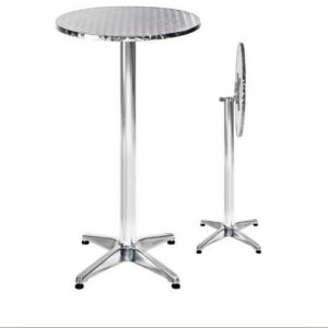 Table de Bar Haute 2en1 en alu Hauteur r&eacute;glable Pliable 60*60*70/110cm Mange Debout ext&eacute;rieur Table Ronde XJING