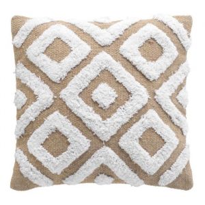 Housse de Coussin Tufté en Jute Damia 40x40cm Marron