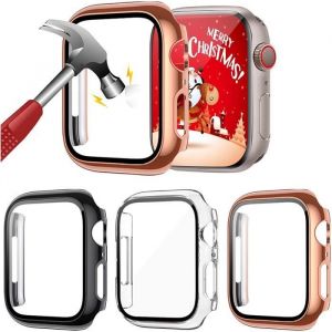 Coque pour Apple Watch Series 7 45mm Protection &Eacute;cran [3 Pi&egrave;ces] Rigide Mat PC Anti-Rayures Verre Tremp&eacute; Protecteur Cover RASENA