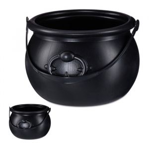 Chaudron de sorcière lot 2 accessoire de déguisement Halloween décoration plastique H x D : 13 x 19 cm noir