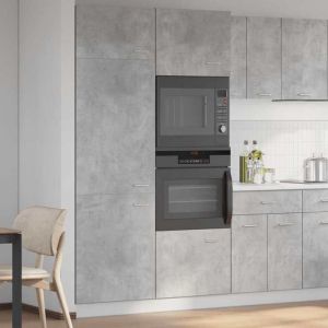 RemiseArmoire de réfrigérateur Lyon - Buffet Bahut de cuisine/Meuble bas - Gris béton 60x57x207 cm JILIMAISON2025 5084859