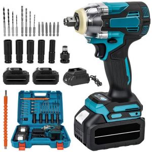 Cle A Choc Electrique Puissante 1200N.M Clé À Chocs Sans Fil 21V Sans Balais Boulonneuse A Choc Sans Fil 1/2 Pouce Compatible 18V