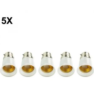 5 pi&egrave;ces B22 &agrave; E27 douille &eacute;clairage accessoires socle prise adaptateur convertisseur pour LED lampe ampoule ba&iuml;onnette vis ampoule