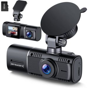 Dashcam Voiture Avant Arrière Full Hd Camera Embarquée Avec Vision Nocturne Infrarouge G-Capteur Mode Parking Enregistrement Boucl