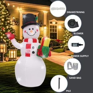 Bonne année ! Bonhomme de neige gonflable de 15 m bonhomme de neige lumineux LED de Noël décoration de jardin.