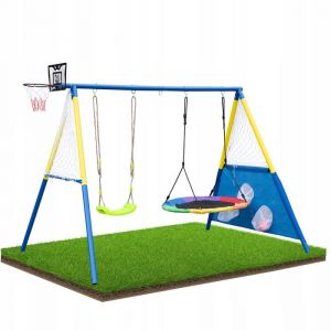BALANÇOIRE DE JARDIN 4 en 1 double pour enfants NID DE CIGOGNE