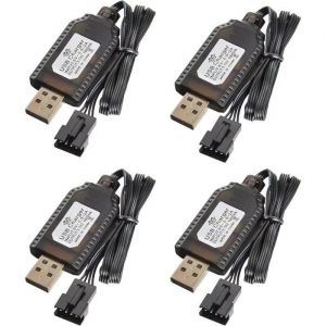 4 Pcs Chargeur de batterie USB universel pour batteries LiPo 7.4V 2S - 4PIN SM-4P - Compatible avec RC Car/Drone/Boat