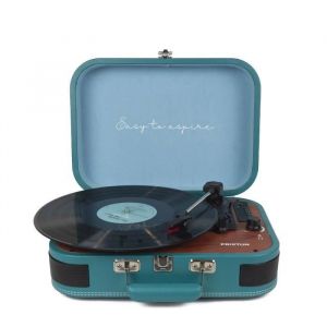 Platine Vinyle PRIXTON VC600 Tourne-disque Bluetooth/USB/SD Lecteur et Num&eacute;risation des vinyles 2 Haut-parleurs Couleur Bleu