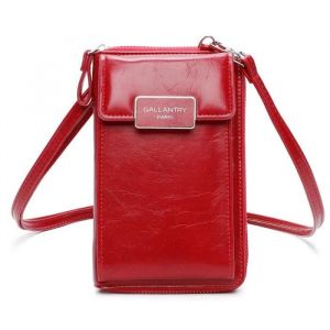 Sac T&eacute;l&eacute;phone Portefeuille Porte-monnaie Tout-en-un Femme - Rouge - Gallantry