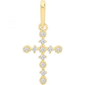 Pendentif Femme Croix Or 375-1000 avec Oxyde de Zirconium - 25mm*12mm 44818