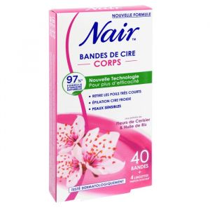 Pack de 2 - Nair - Bandes de cire froide corps aux extraits de fleurs de cerisier et Huile de riz