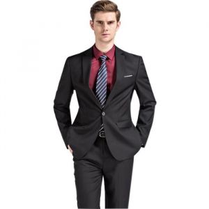Costume HommeCostume Homme 2 Pièces Costume Homme Mariage Business Costume à Bouton Unique Slim Fit Veste et Pantalon-Noir