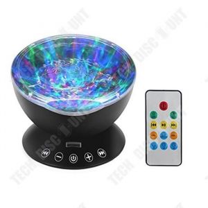 TD&reg; Lampe de Projection &agrave; LED Veilleuse Ocean avec T&eacute;l&eacute;commande Lampe &agrave; Poser avec 7 Couleurs de Lumi&egrave;re Musique Noir -LAV
