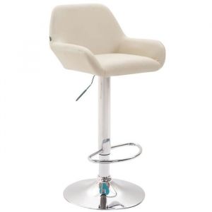 Tabouret De Bar - MAGNIEU Cuir Chrom (Crème) - Simili - Avec accoudoirs - Réglable en hauteur - Beige