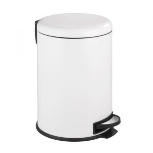 WENKO Poubelle Salle de Bain Leman 20L Poubelle à pédale avec frein de chute Easy Close Acier inox 305x44x375 cm Blanc