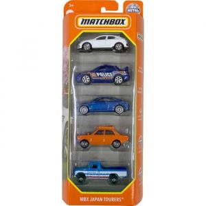 Set 5 V?hicules Matchbox : MBX Japan Tourers - Coffret Voitures Miniatures Et Pick Up Bleu Orange blanc + carte offerte - Enfant