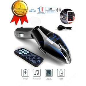 CONFO® transmetteur voiture Bluetooth FM prise allume cigare auto télécommande lecteur MP3 port clé USB+carte TF IPhone écran music