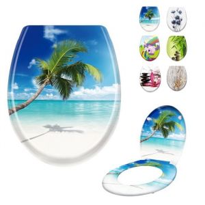 Abattant WC ovale LARS360 - Fermeture douce et automatique - Mer infinie