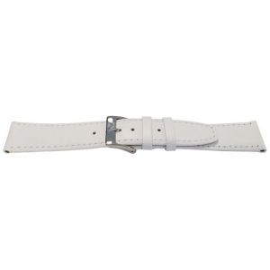 Bracelet montres blanc 11mm en cuir de veau doux avec boucle argent&eacute;e