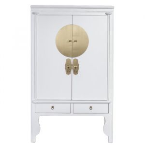 Fine Asianliving Armoire de Mariage Chinoise Blanche Neige L 100 x P 55 x H 175 cm