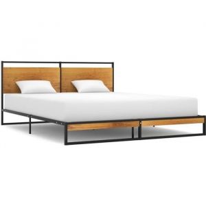 Cadre de lit en métal Bel Masion GRAND - Lit adulte Lit complet 160x200 cm - Noir