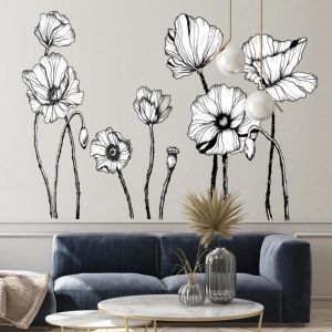 Stickers Muraux - Non spécifié - Coquelicots - Noir - Décoration Contemporaine - 90 cm