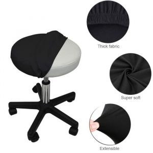 Lot de 2 Housse de Tabouret de Bar Rond 35cm / 30cm / 33cm /40cm Noir Extensible Universelle Protection de Chaise de Salle à Manger