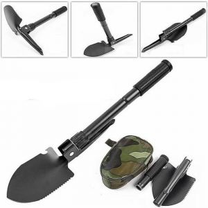 Pelle Pliante Multifonction Scie Pioche Survie Camping Randonnée + Housse Militaire