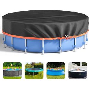 Bâche de protection solaire ronde de 24 m pour piscine hors sol avec cordon de serrage pour augmenter la stabilité (orange)