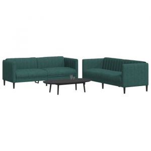 vidaXL Ensemble de canapés 2 pcs vert foncé tissu canapé siège de canapé canapé relax canapé confort fauteuil de 3209242