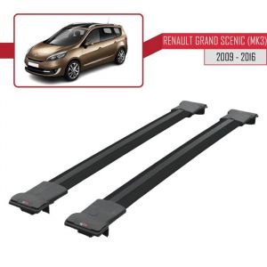 Pour Renault Grand Scenic (Mk3) 2009-2016 Barres de Toit FLY Modèle Railing Porte-Bagages de voiture - Noir