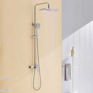 Colonne de douche - Auralum - Mitigeur mécanique - Pomme haute rectangulaire 29x19 cm - Chromé - Salle de bain