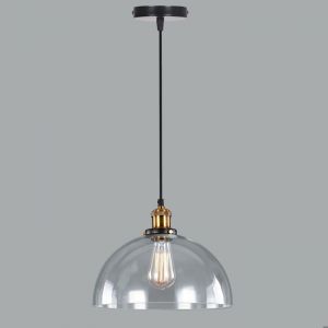 SNOGOLD Suspension Industriel Lustre Vintage E27 Luminaire Abat-jour en Verre Transparent Rétro Éclairage pour Salon Restaurant -D