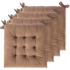 Lot de 4 Coussins de Chaise 40 x 40 x 4.5 cm Coussin Chaise Exterieur Coussin de Jardin Idéal Galette Chaise PolyesterKaki