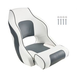 Si&egrave;ge de Bateau &agrave; Dossier haut-Duoku-Si&egrave;ge Baquet de Capitaine Rabattable-avec Coussin en &Eacute;ponge &Eacute;pais et Cuir PVC Imperm&eacute;able