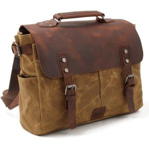 Sac de coursier en toile impermable cuir vintage mallette pour ordinateur usage quotidien Outillage < Matériel et aménag